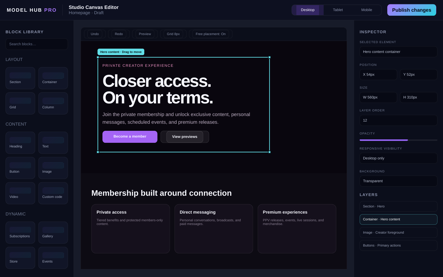 Studio Canvas Editor interface screenshot